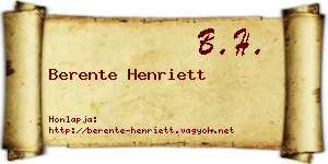 Berente Henriett névjegykártya